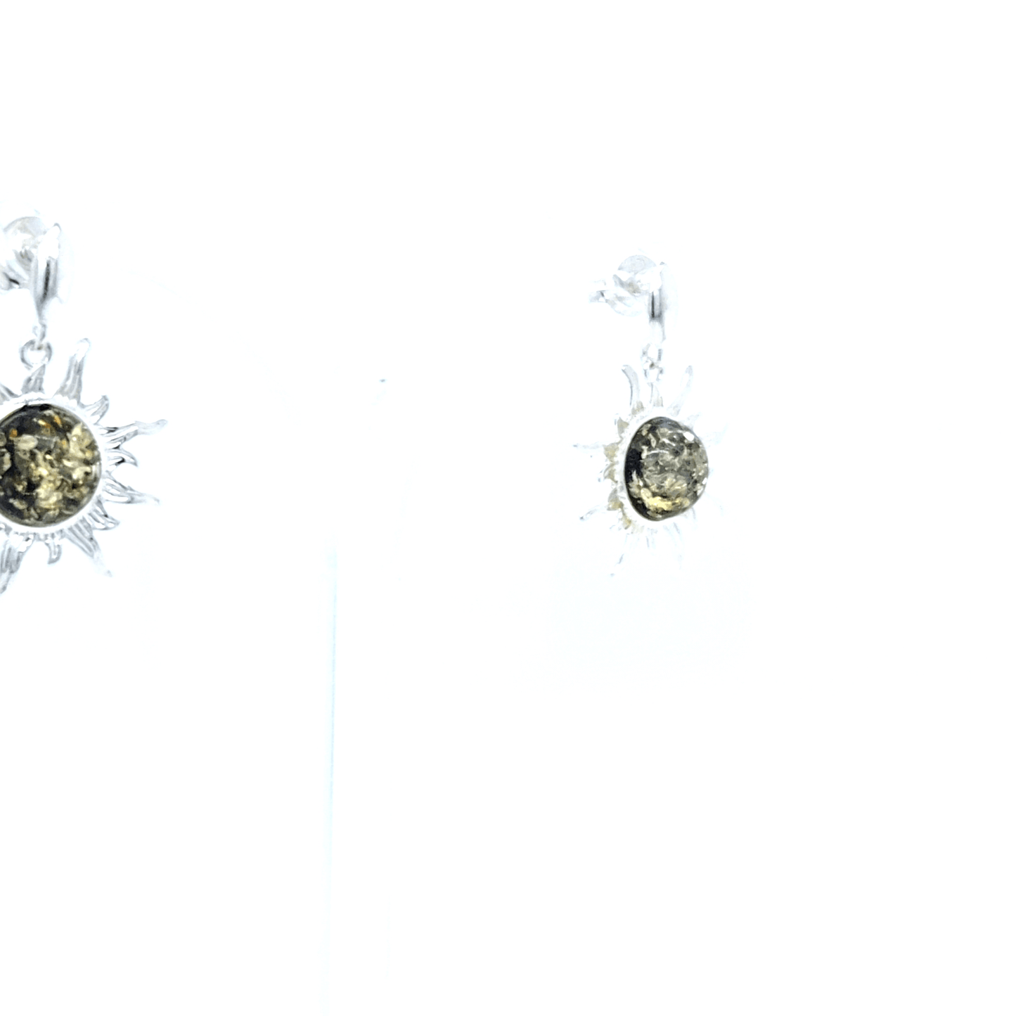 Radiant sun earrings made of genuine silver with the finest Baltic amber