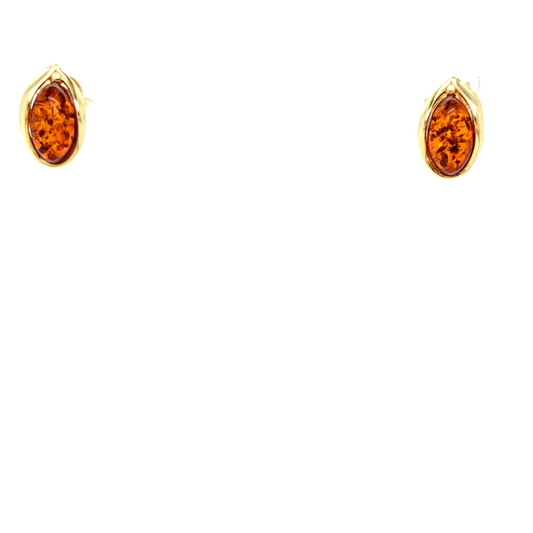 Ohrstecker mit Baltischem Bernstein vergoldet