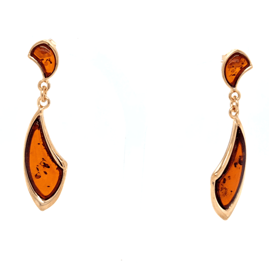 Bernstein Ohrringe 925 Silber vergoldet Damen