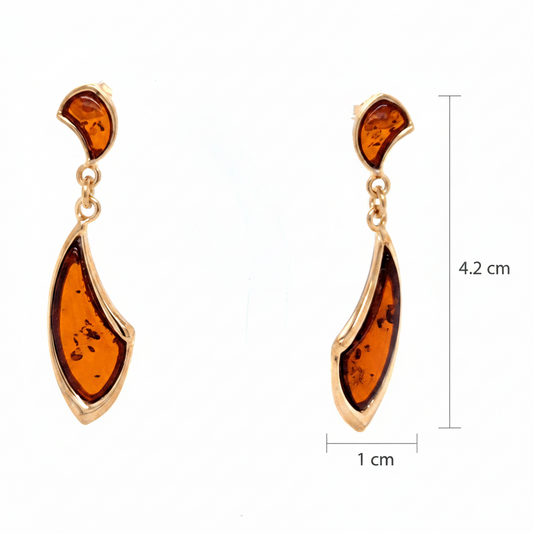 Amber Earrings 925 Gold-Plated Silver for Women