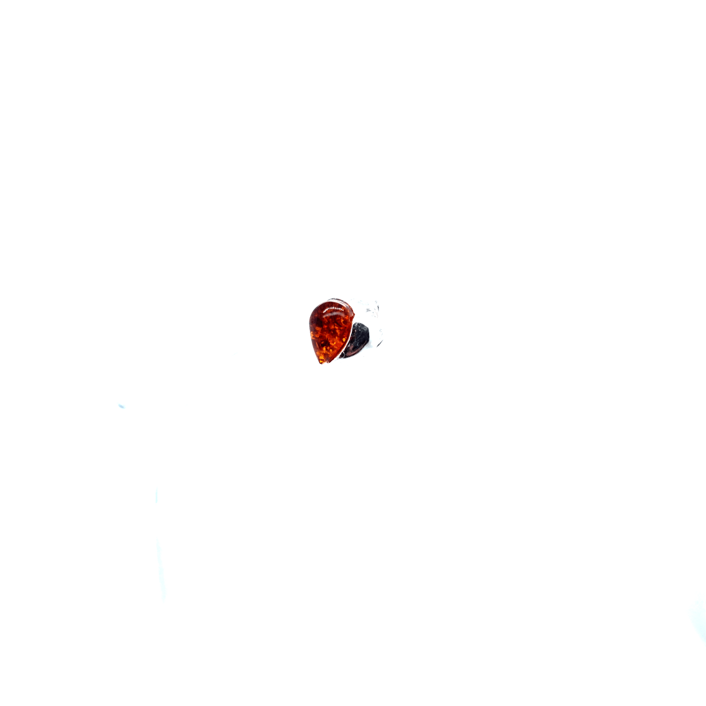 Small Heart Stud Earrings Amber Silver