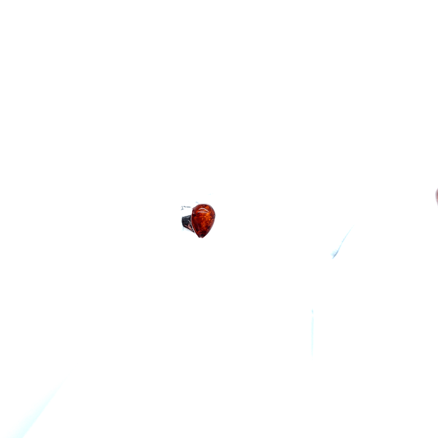 Small Heart Stud Earrings Amber Silver