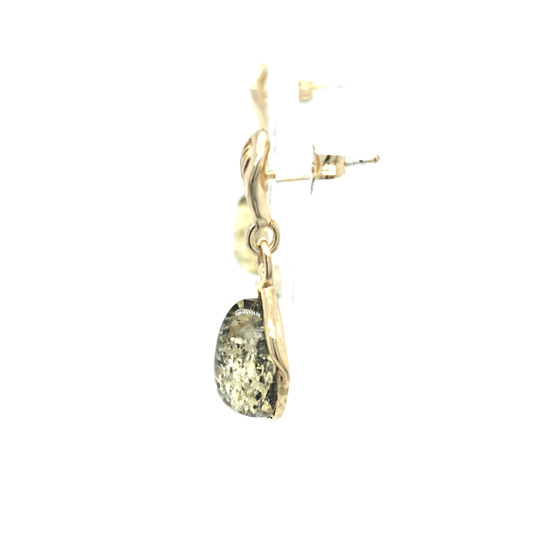 Schicke Hänge-Ohrstecker Grün – 925 Silber 24 Karat Gold-Optik