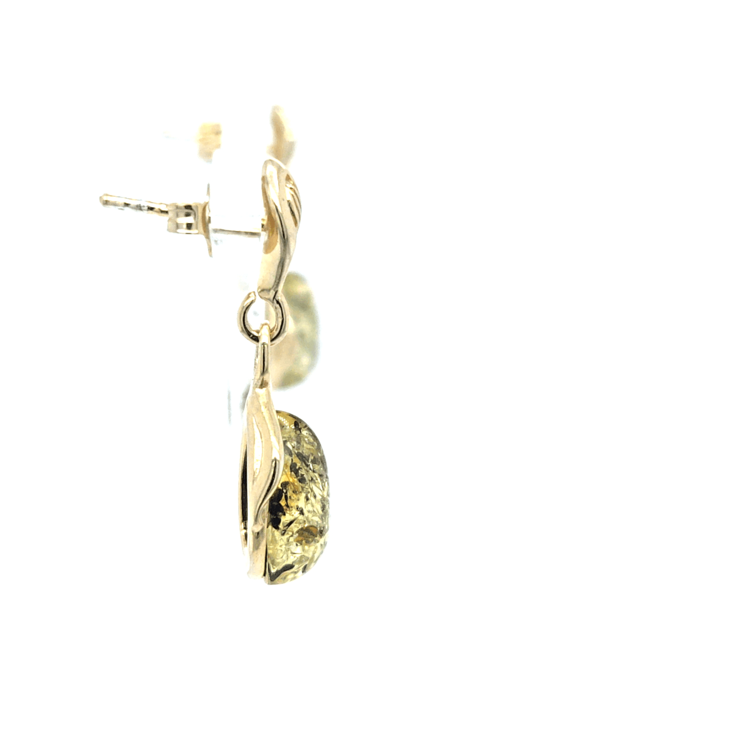 Schicke Hänge-Ohrstecker Grün – 925 Silber 24 Karat Gold-Optik