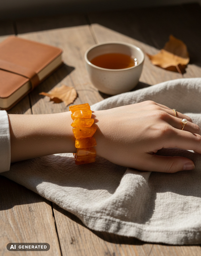 Kunstvoller Bernsteinschmuck Armband flexibel tragbar