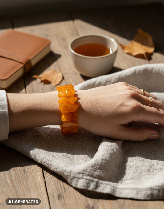 Kunstvoller Bernsteinschmuck Armband flexibel tragbar