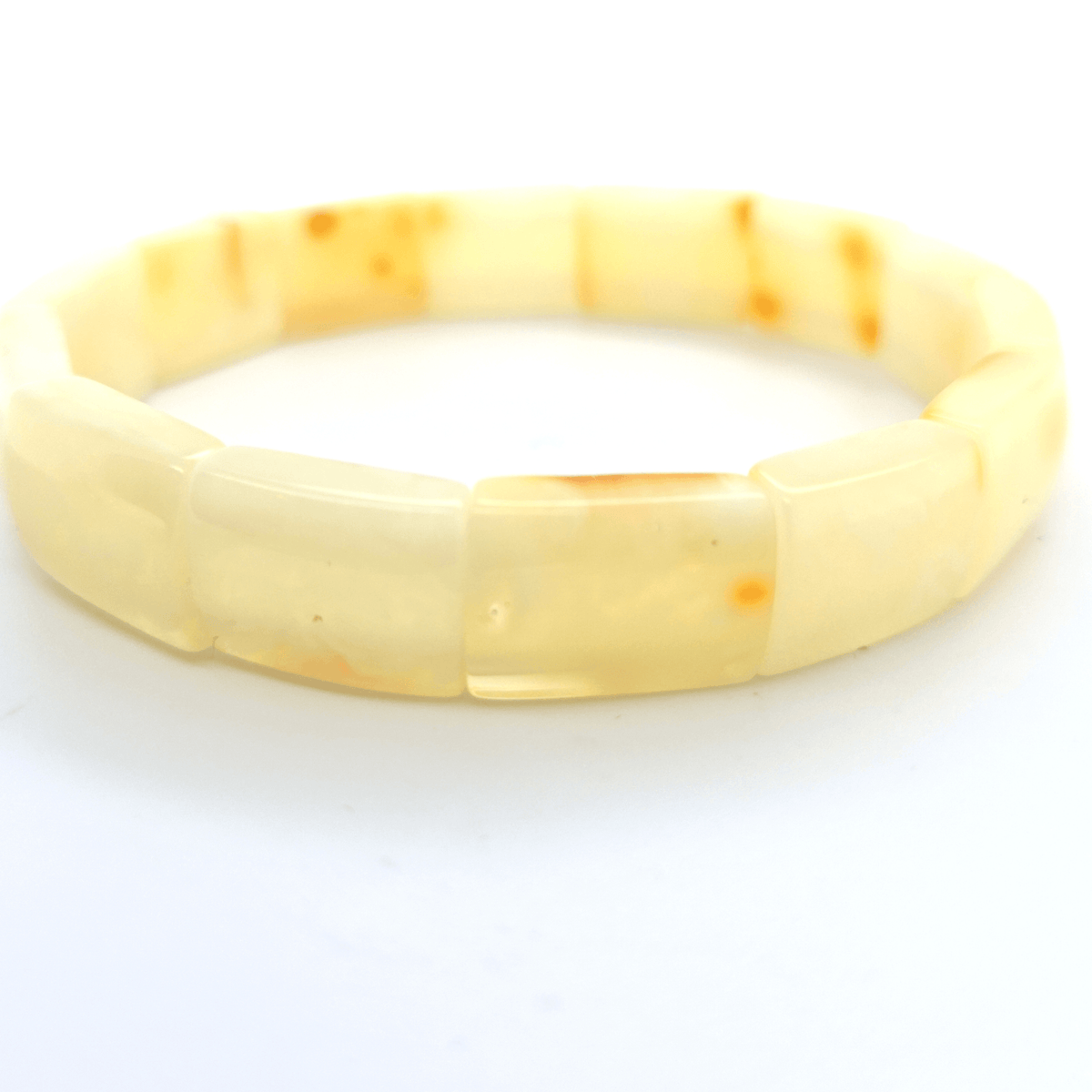 Gelbes Bernsteinarmband – elastisch, echter Ostsee-Bernstein in seltenem Farbton