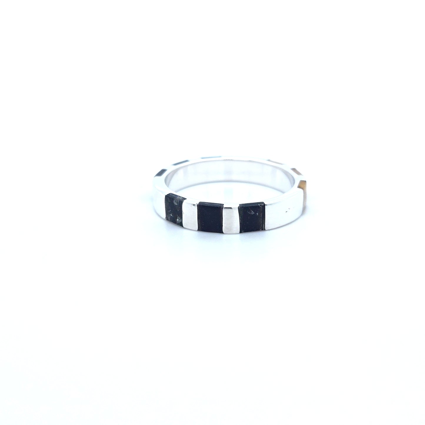 Schmaler Partnerring mit baltischem Bernstein aus 925 Silber