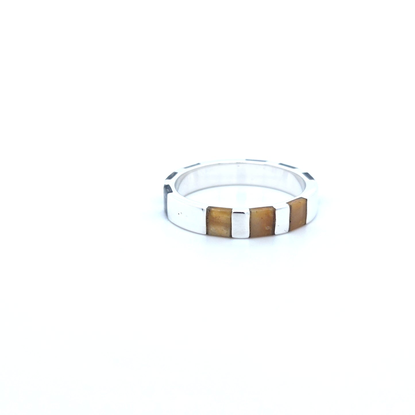 Schmaler Partnerring mit baltischem Bernstein aus 925 Silber