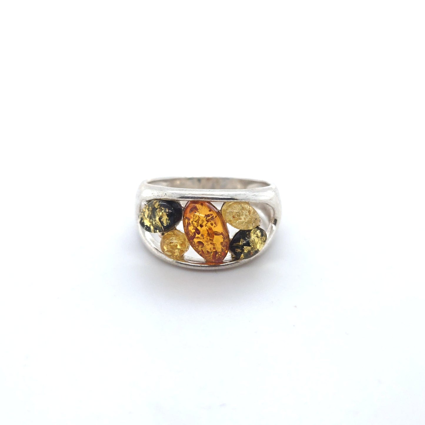 Modern ring with genuine amber