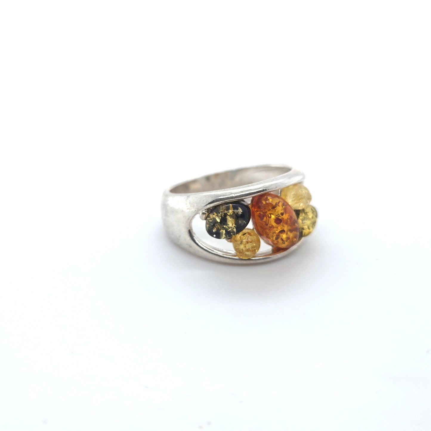 Modern ring with genuine amber