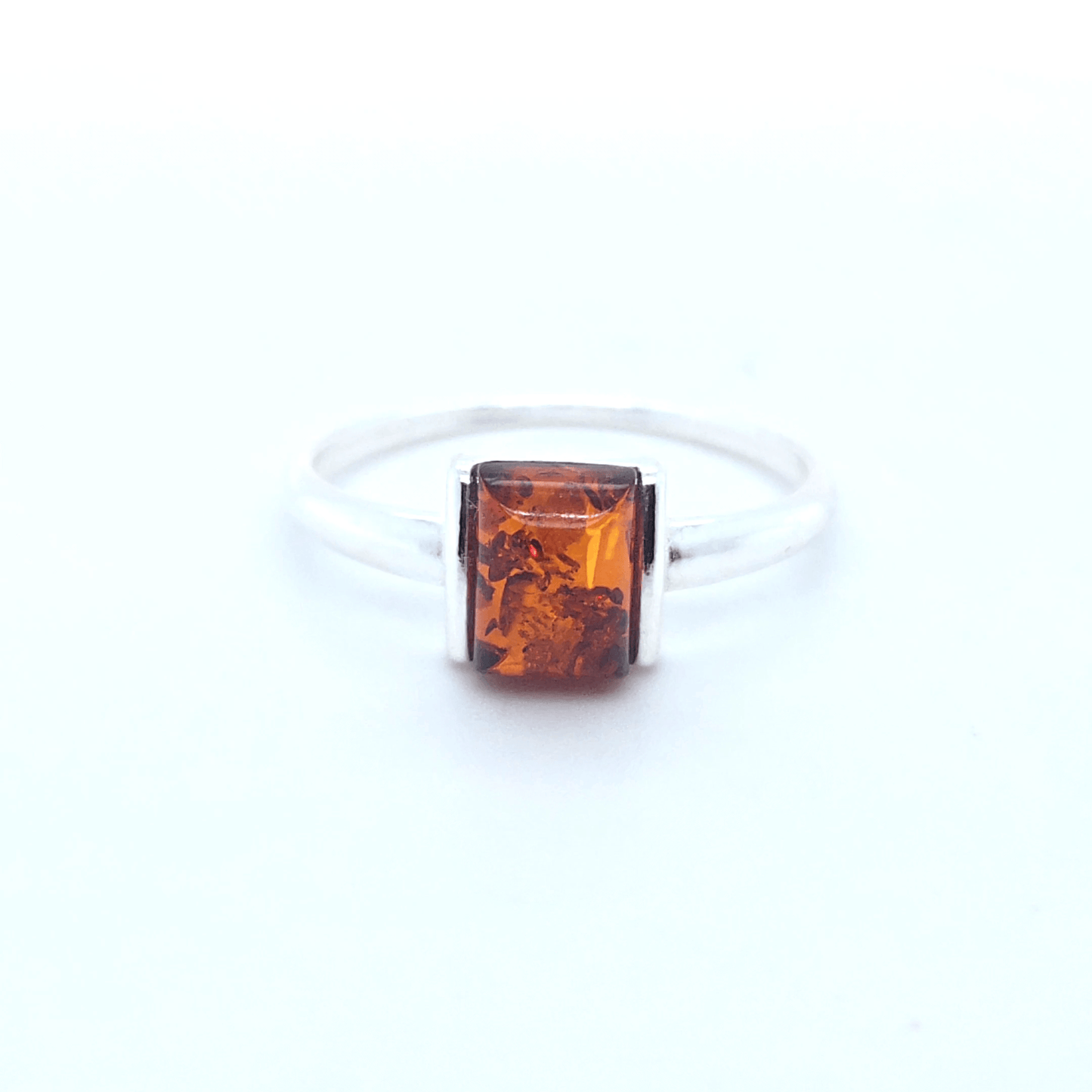 Minimalistischer Damen Ring 925 Silber Bernstein