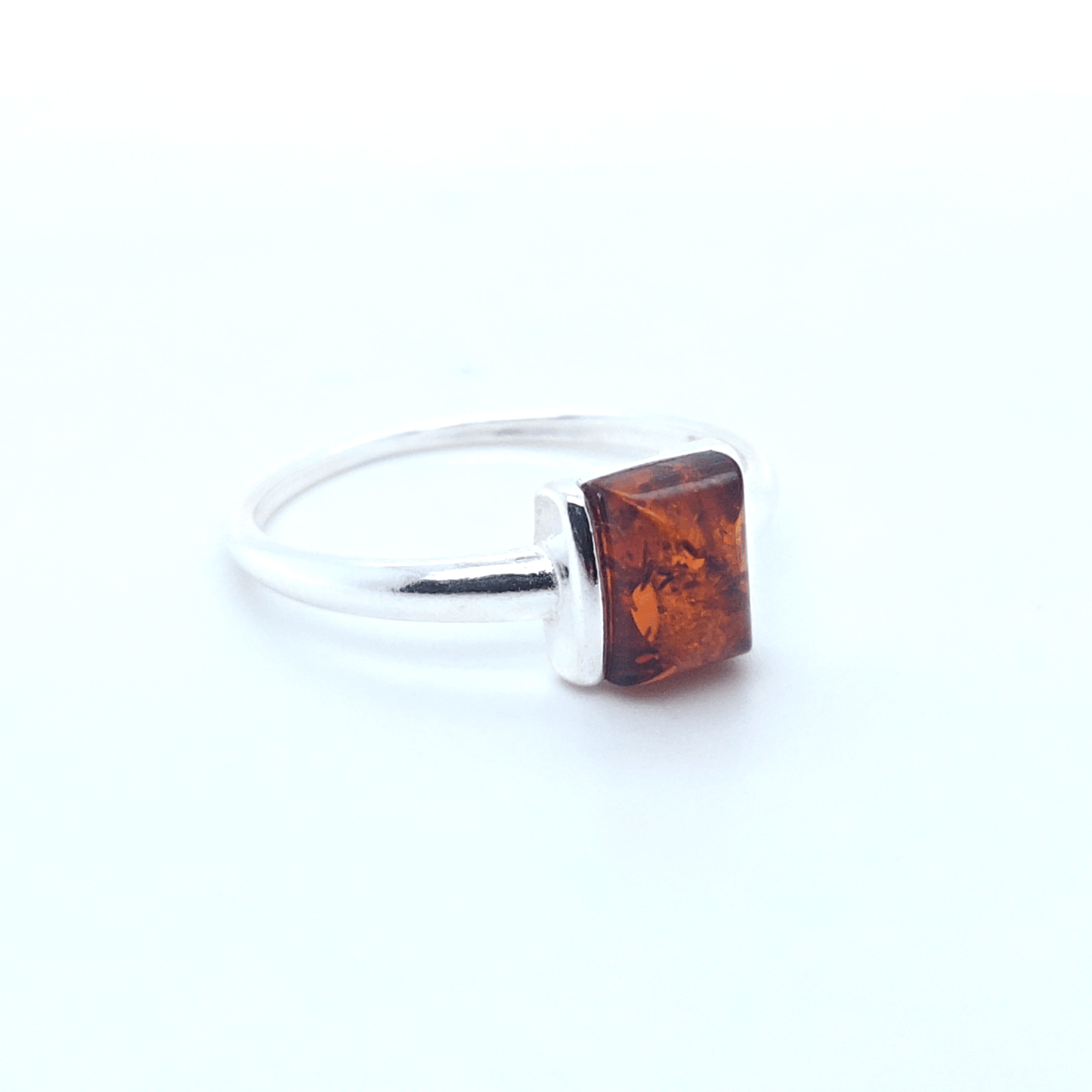 Minimalistischer Damen Ring 925 Silber Bernstein