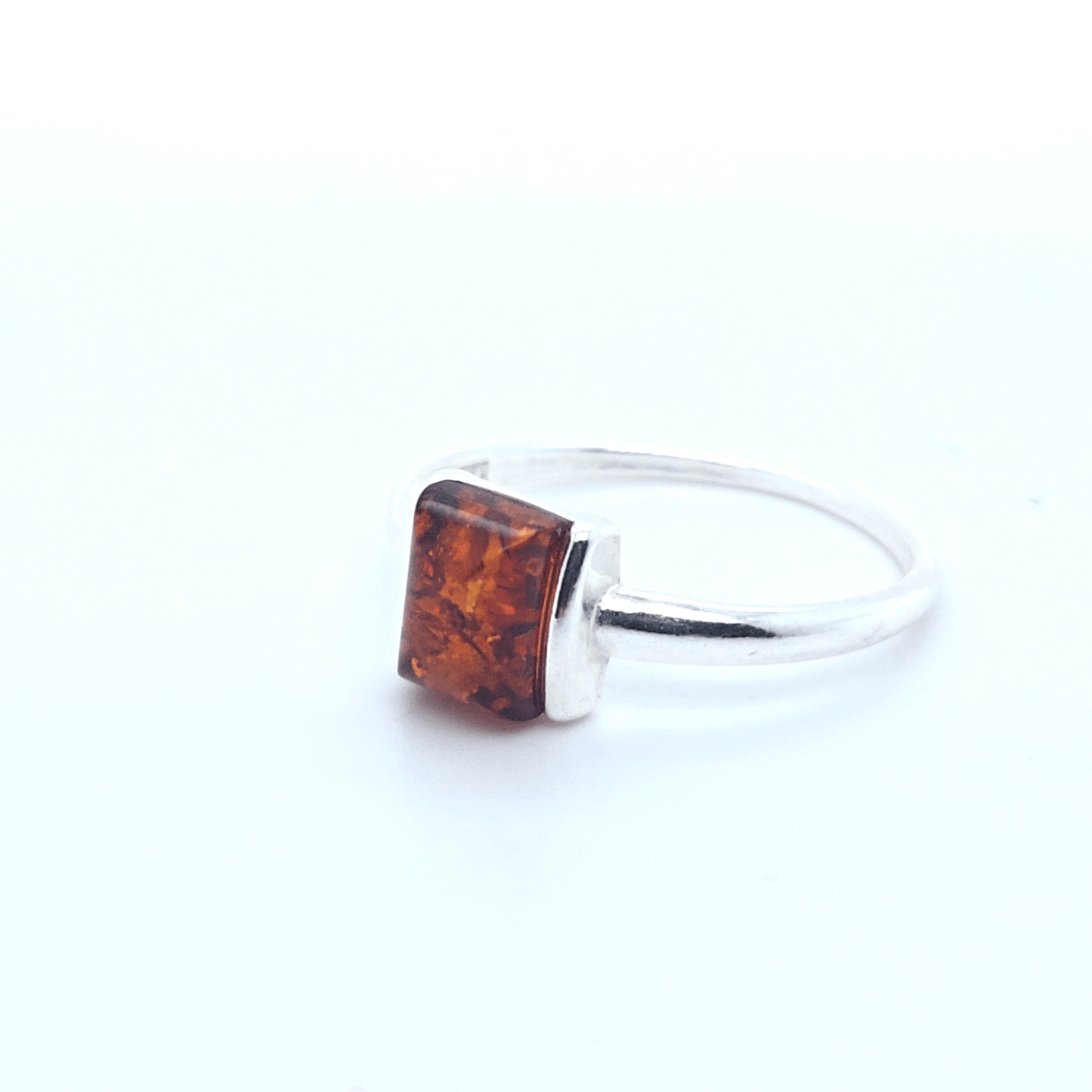 Minimalistischer Damen Ring 925 Silber Bernstein