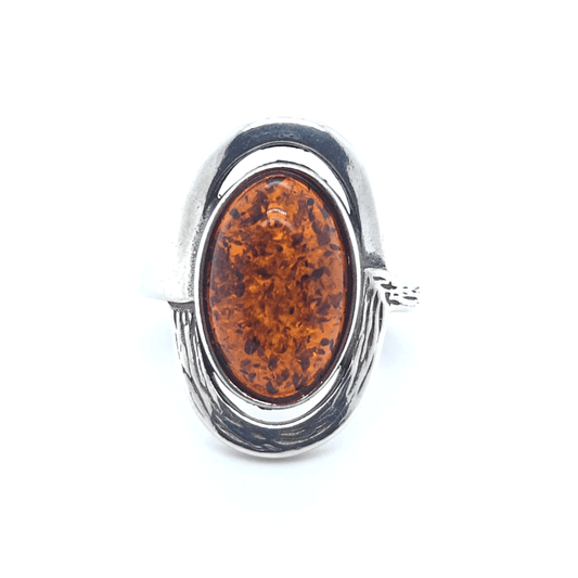 Statement Ring 925 Sterlingsilber Bernstein