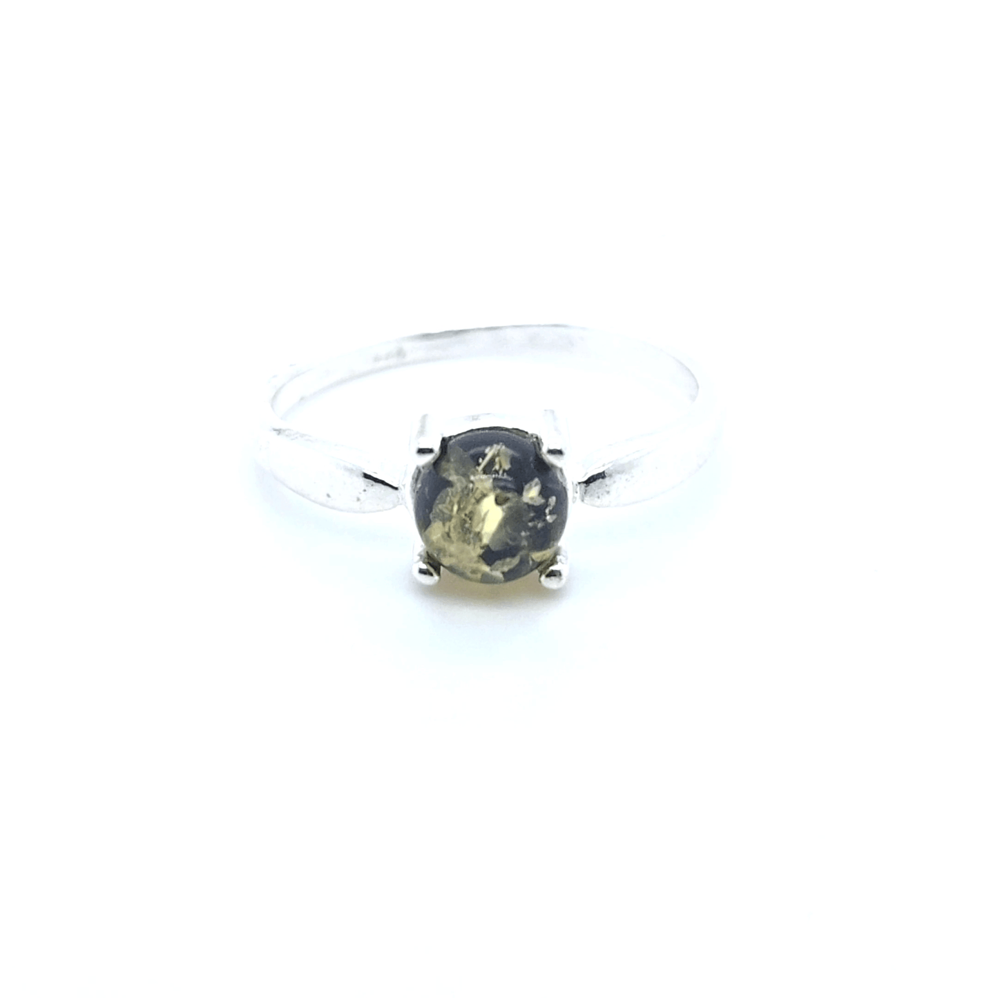 Kleiner grüner Bernstein Ring Silber