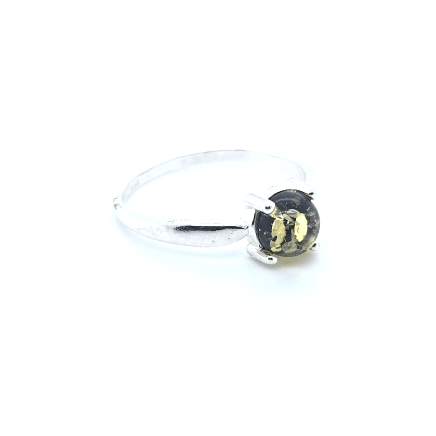 Kleiner grüner Bernstein Ring Silber