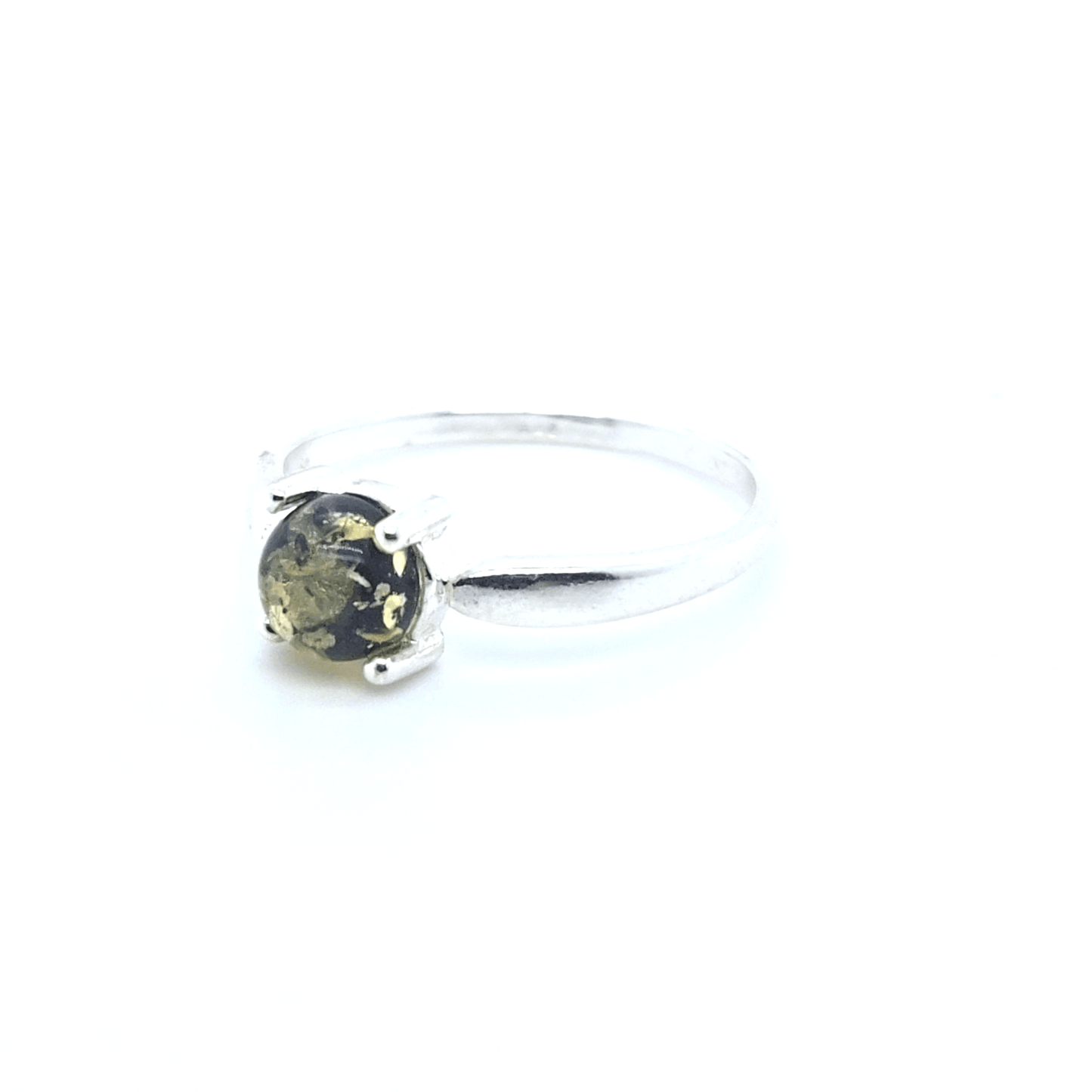 Kleiner grüner Bernstein Ring Silber