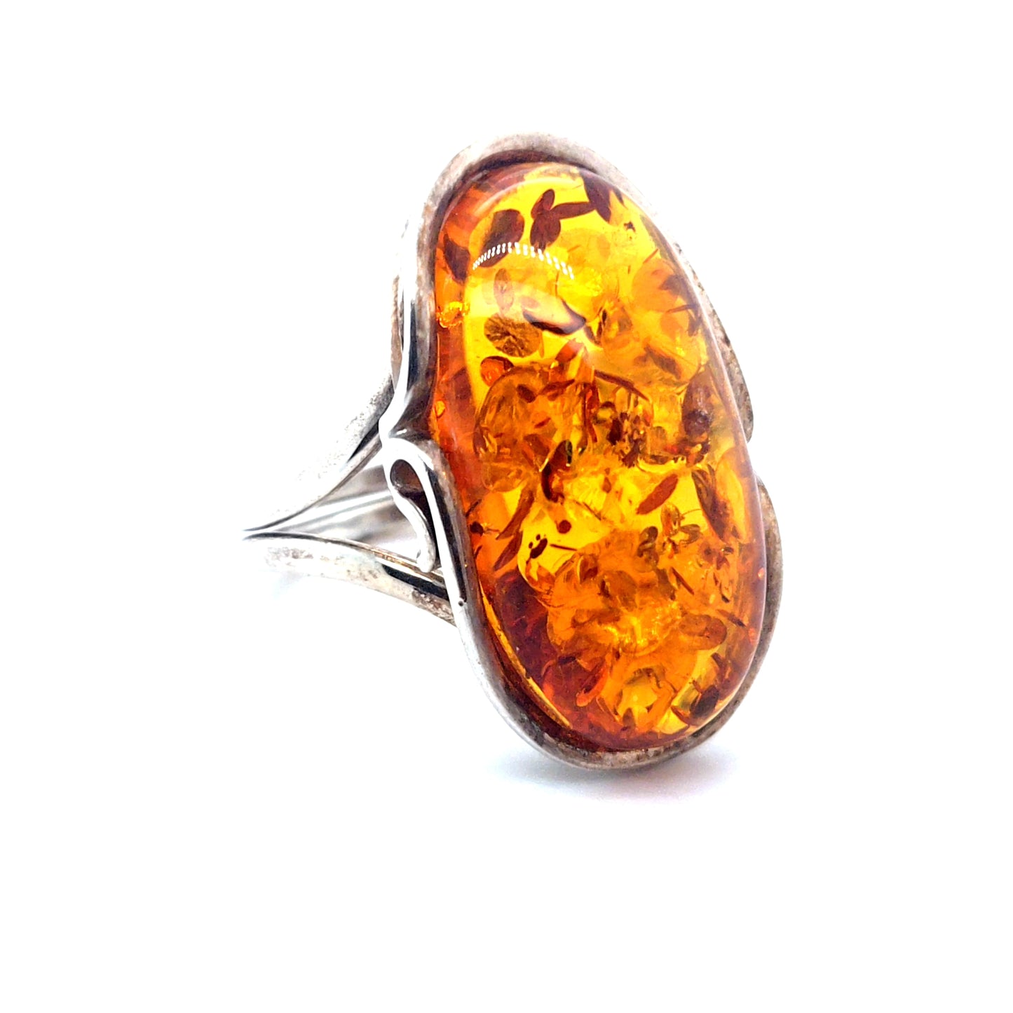 Unikat Ring mit großem Bernstein Vintage