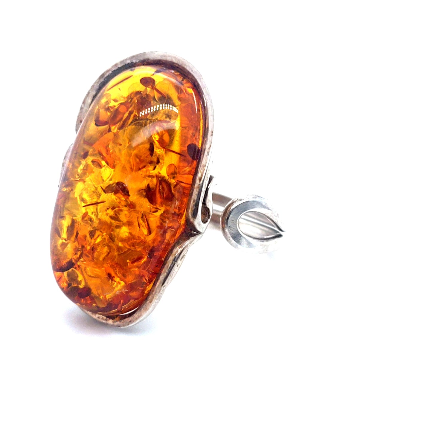 Unikat Ring mit großem Bernstein Vintage