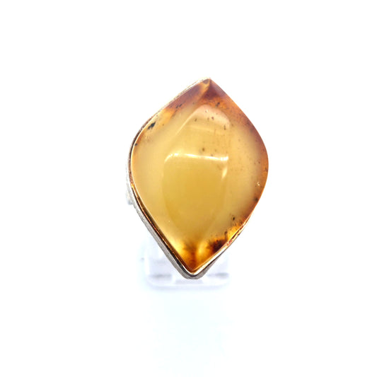 Designer Bernsteinring aus Sterlingsilber