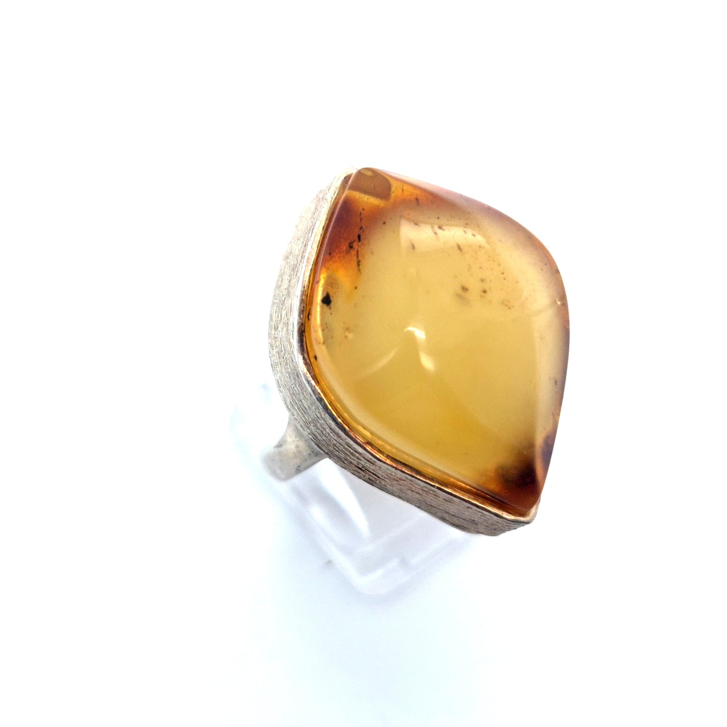 Designer Bernsteinring aus Sterlingsilber