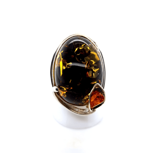 Handgefertigter Bernstein Ring Silber Unikat