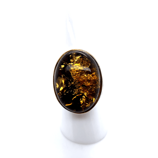 Vintage Bernstein Ring 925 Silber Damen