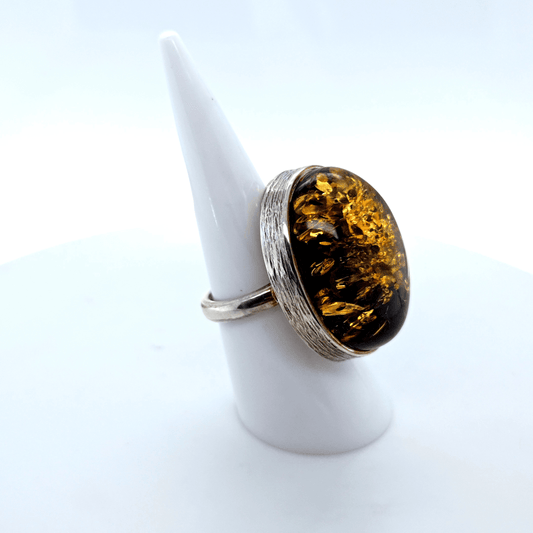 Vintage Bernstein Ring 925 Silber Damen