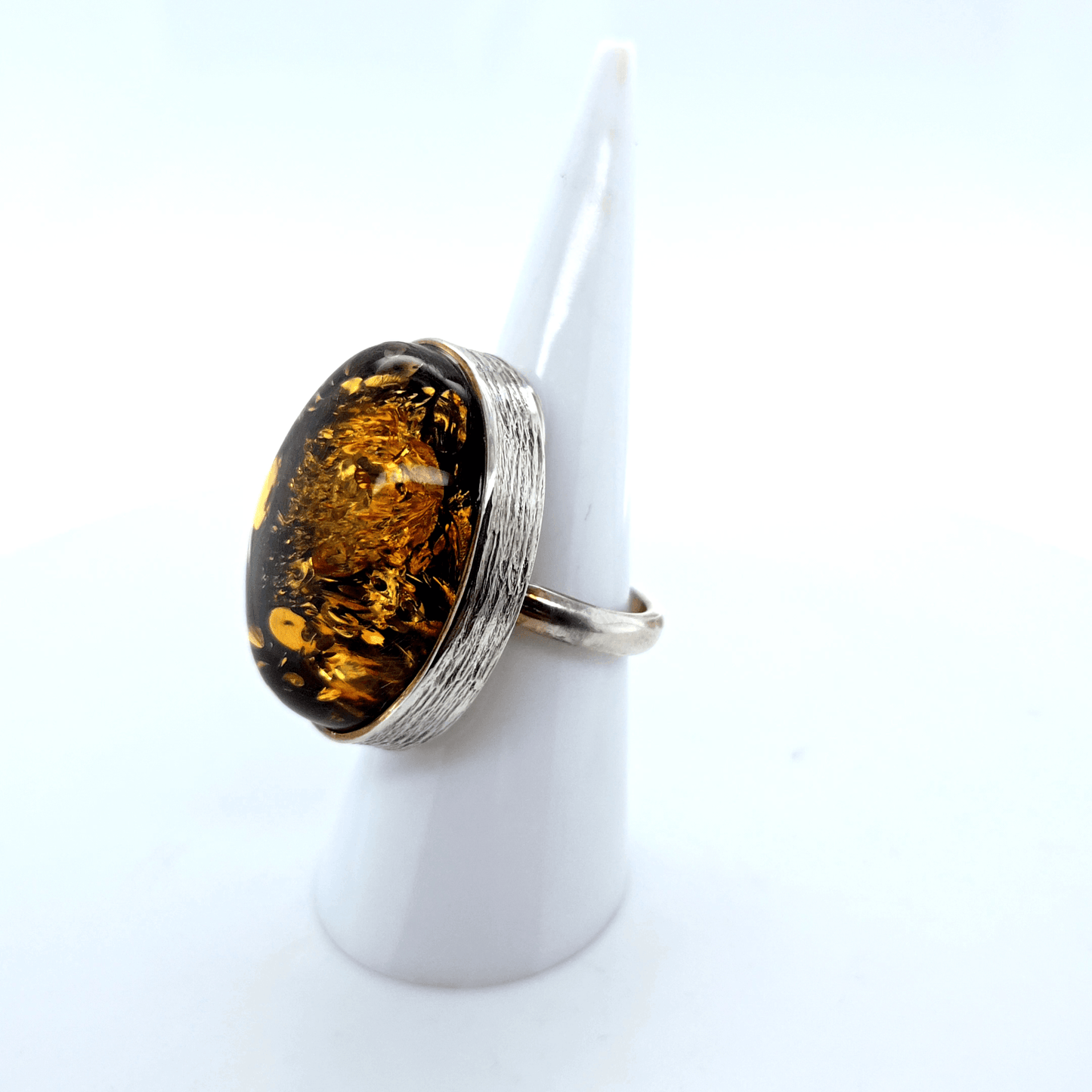 Vintage Bernstein Ring 925 Silber Damen
