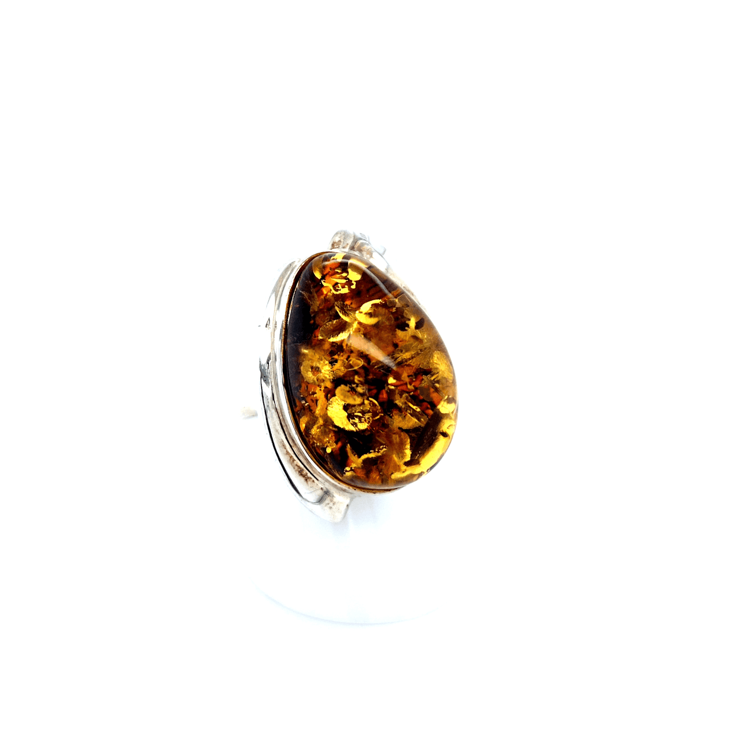 Designer Bernstein Ring 925 Silber Unikat