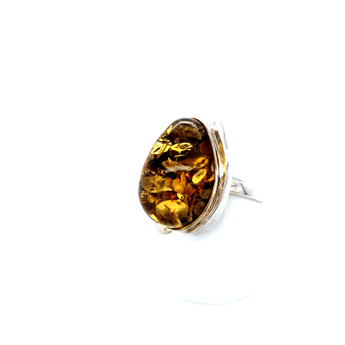 Designer Bernstein Ring 925 Silber Unikat