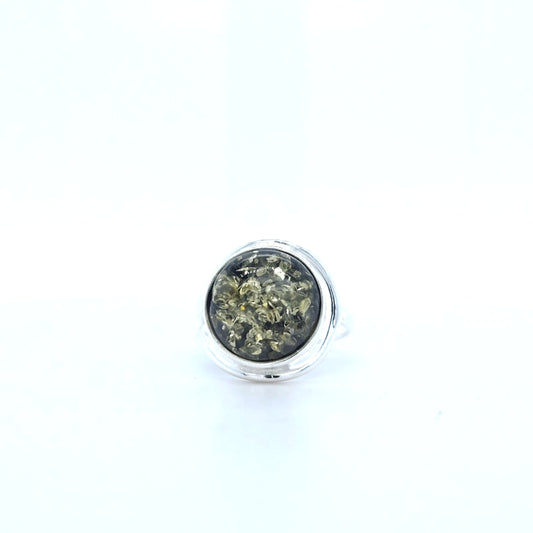 Runder Bernstein Ring aus Silber – Zeitloses Design