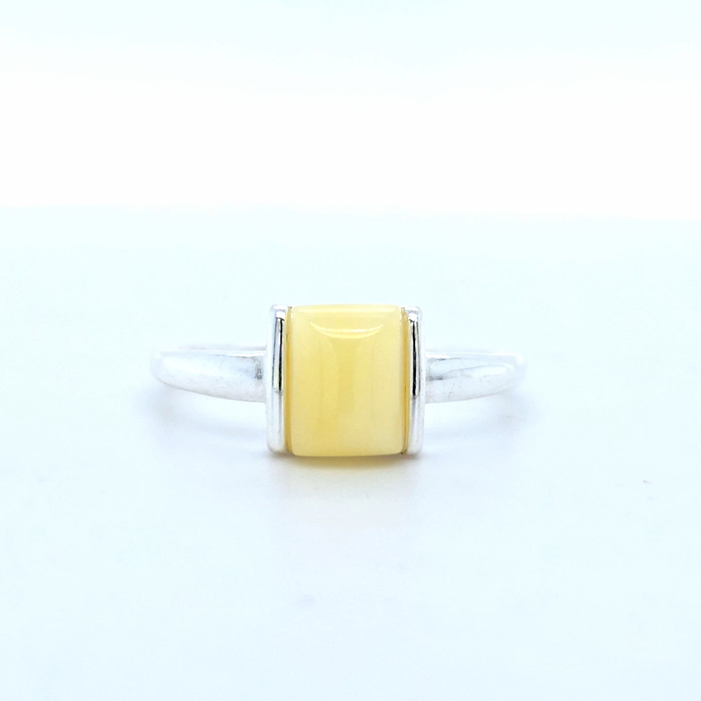 Minimalistischer Damen Ring 925 Silber Bernstein
