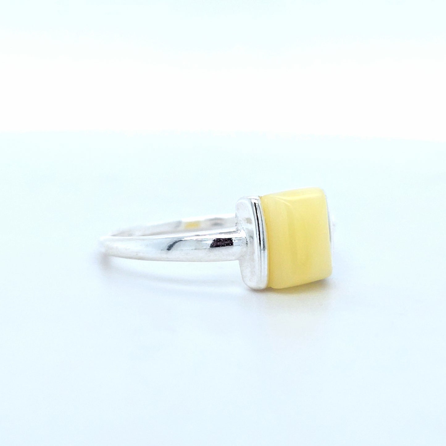 Minimalistischer Damen Ring 925 Silber Bernstein