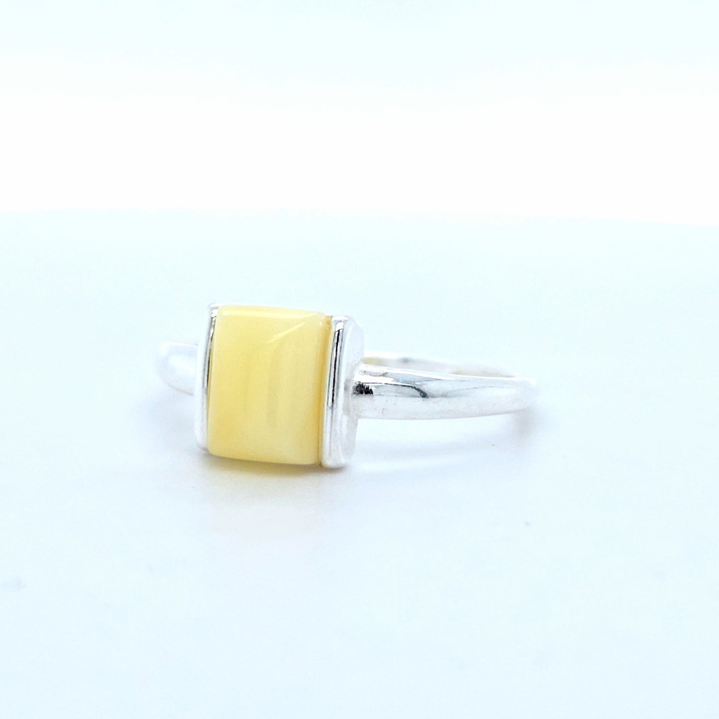 Minimalistischer Damen Ring 925 Silber Bernstein