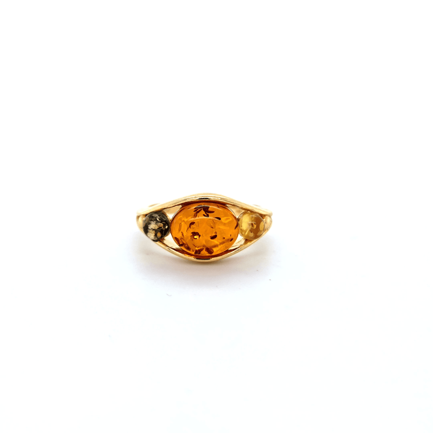 Auffälliger Ring mit mehreren Bernsteinen