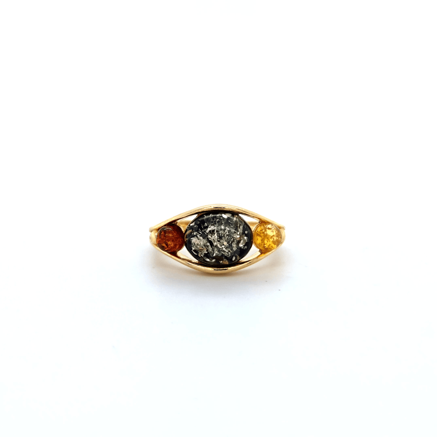 Auffälliger Ring mit mehreren Bernsteinen