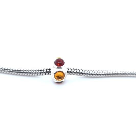 Mini Charm Bernstein bunt 925 Silber