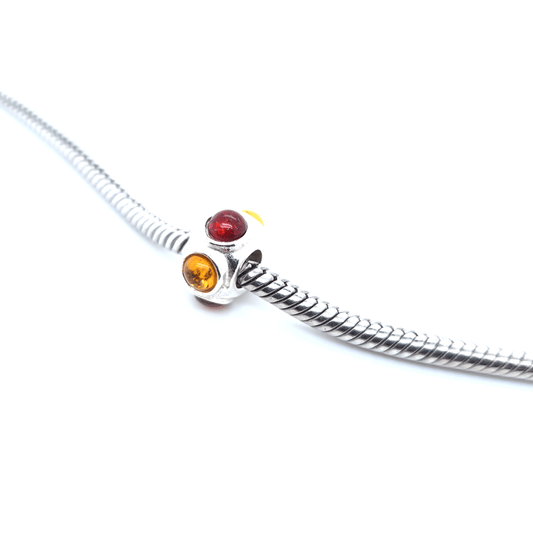 Mini Charm Bernstein bunt 925 Silber