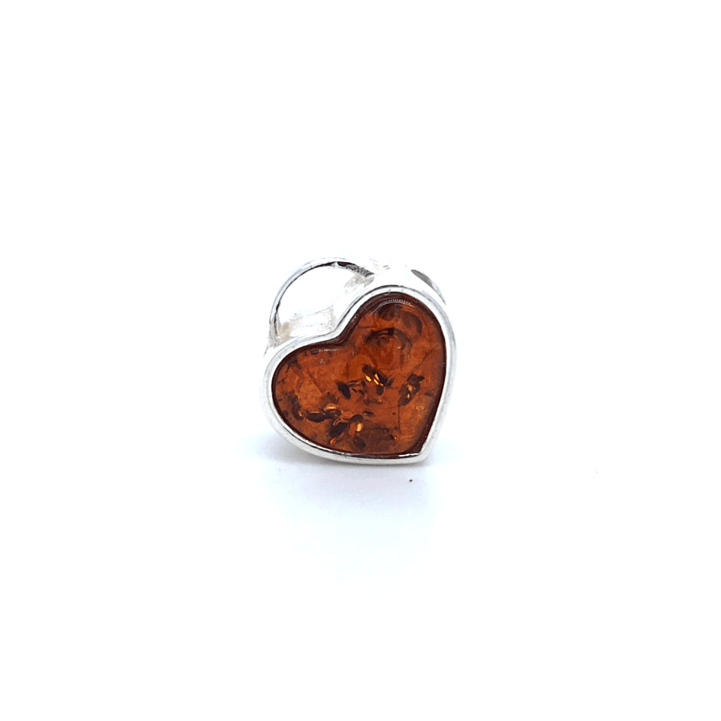 Bedel hart zilver met echt barnsteen