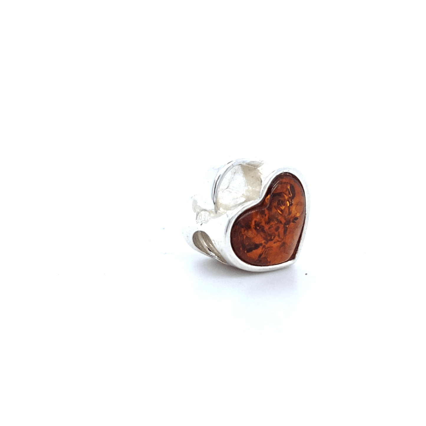 Bedel hart zilver met echt barnsteen