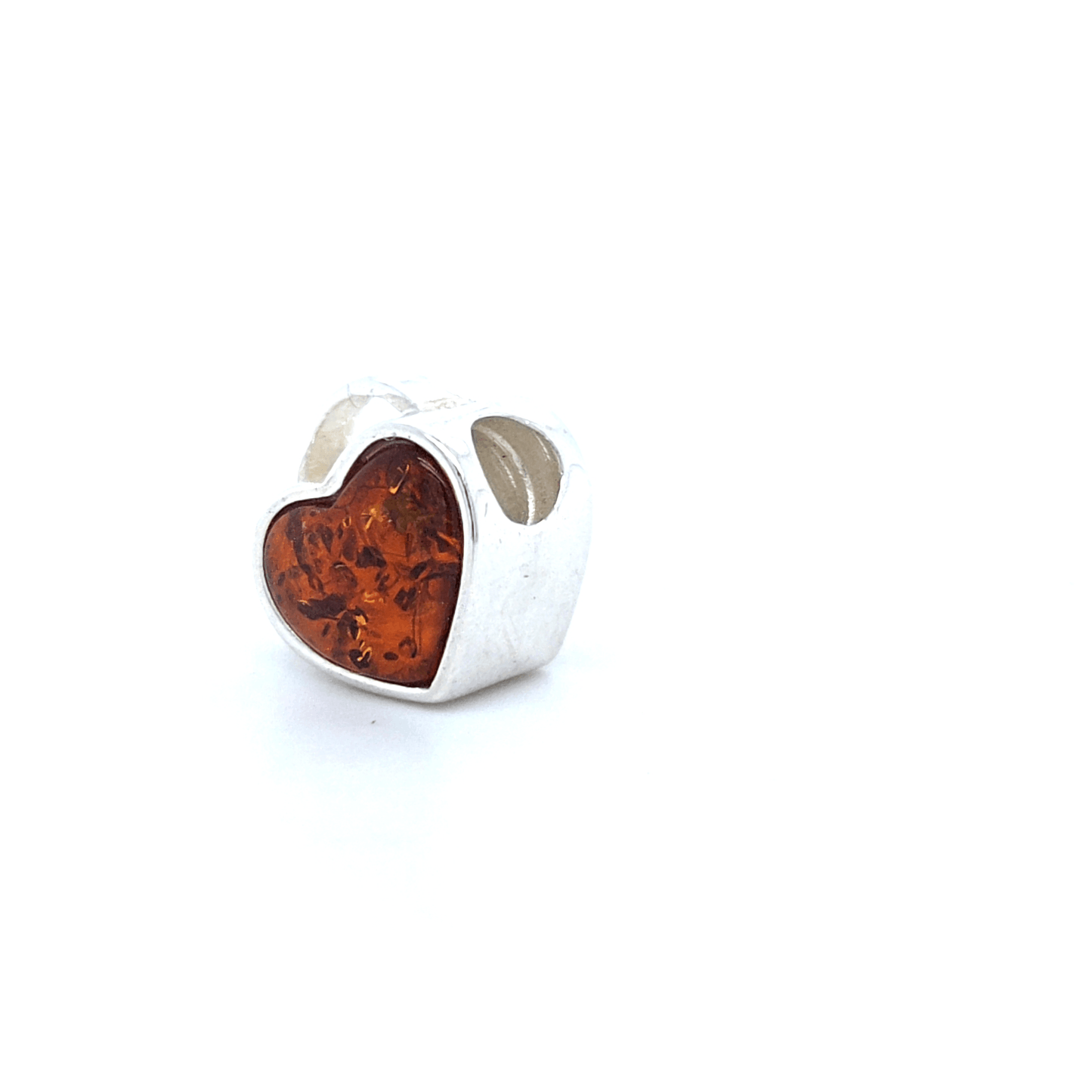 Bedel hart zilver met echt barnsteen