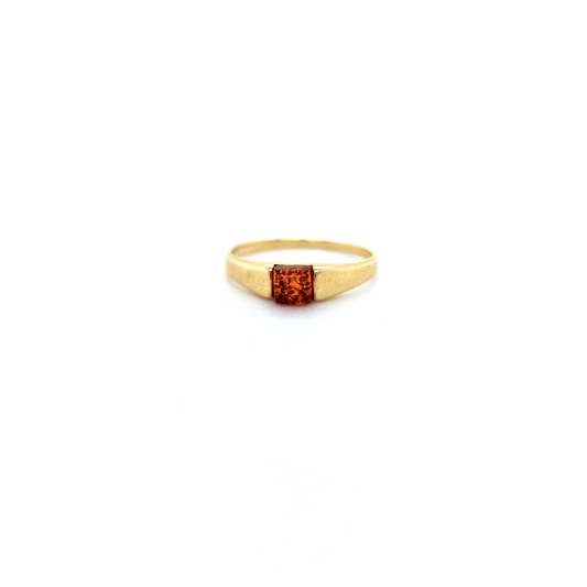 Minimalist Amber Ring Gold Plated 925 Silver