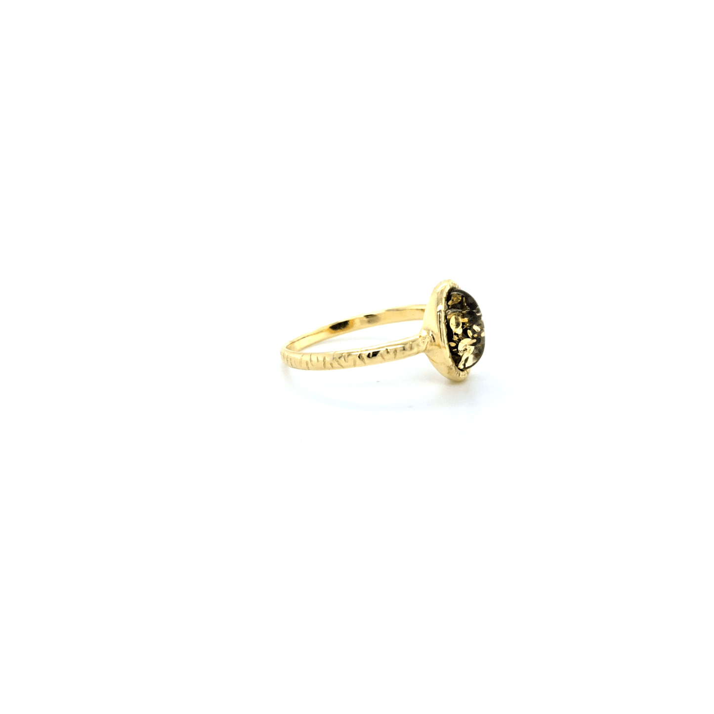 Fine women's ring amber 925 sterling silver gold plated