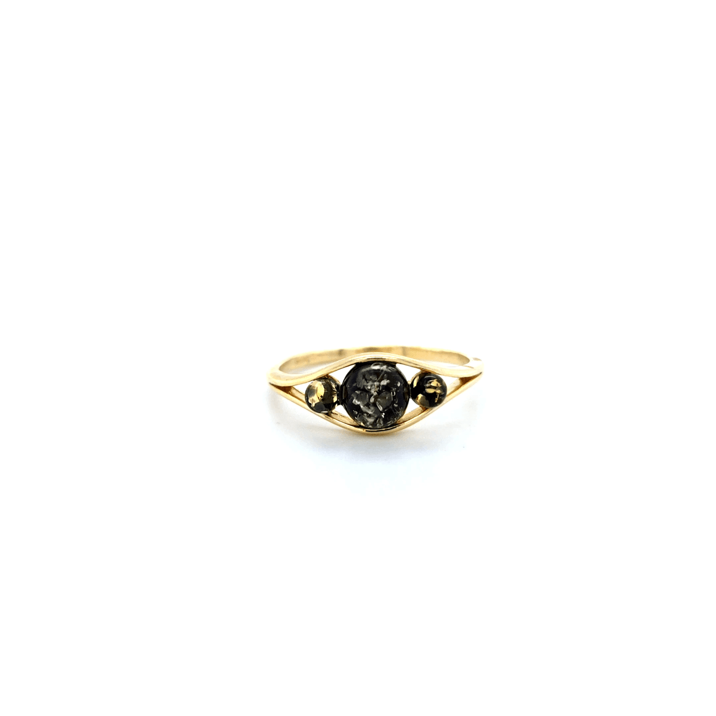 Moderne ring met vergulde barnsteen voor dames