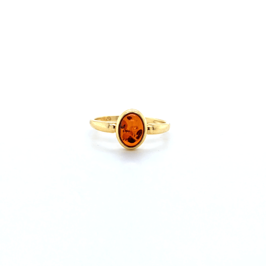 Ovaler Bernstein Ring 24K Vergoldung