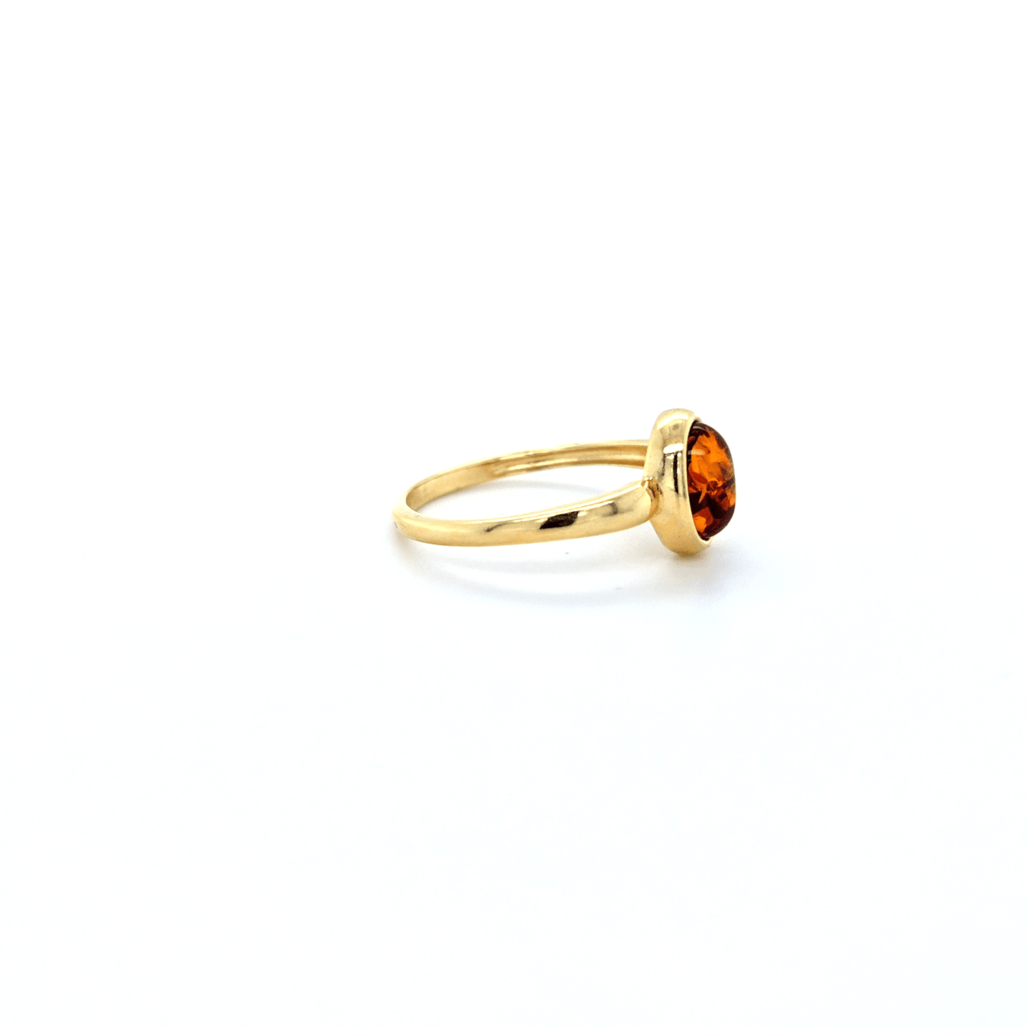 Ovale Barnsteen Ring 24K Verguld