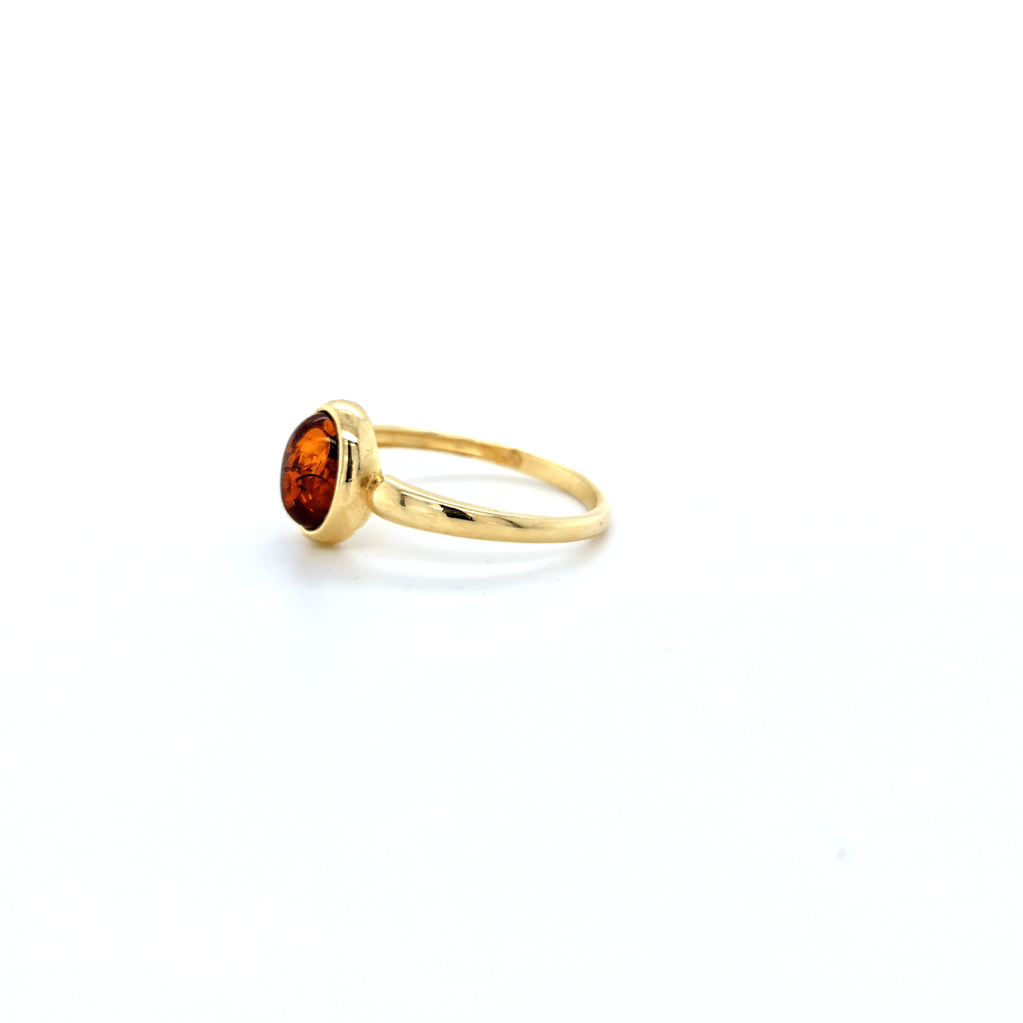 Ovale Barnsteen Ring 24K Verguld