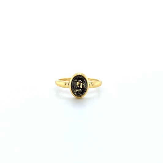 Ovaler Bernstein Ring 24K Vergoldung